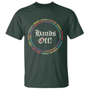 Hands Off T Shirt Human Rights Social Security And Medicare Protest TS10 Dark Forest Green Print Your Wear