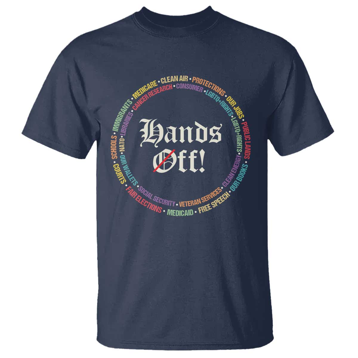 Hands Off T Shirt Human Rights Social Security And Medicare Protest TS10 Navy Print Your Wear