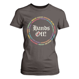 Hands Off T Shirt For Women Human Rights Social Security And Medicare Protest TS10 Dark Chocolate Print Your Wear