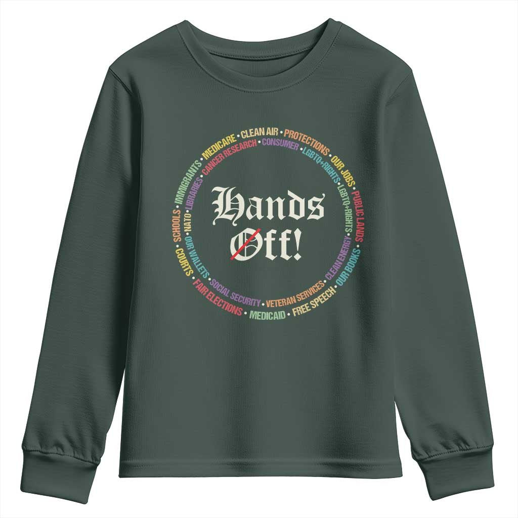 Hands Off Youth Sweatshirt Human Rights Social Security And Medicare Protest TS10 Dark Forest Green Print Your Wear