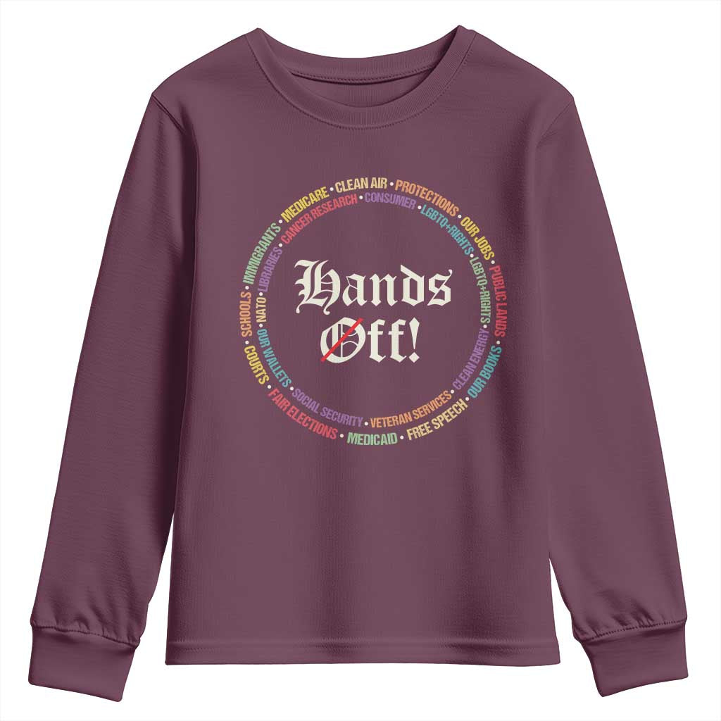 Hands Off Youth Sweatshirt Human Rights Social Security And Medicare Protest TS10 Maroon Print Your Wear