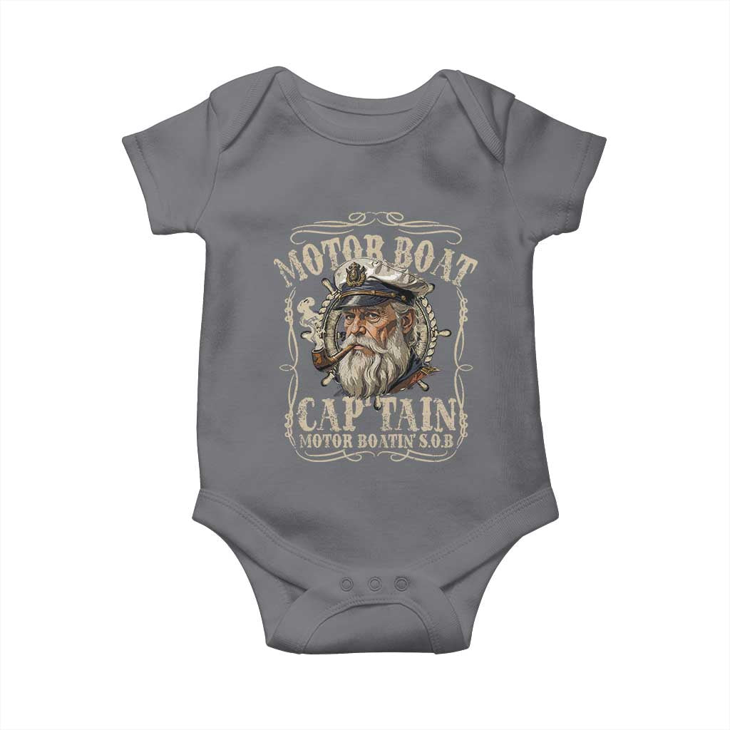 Motor Boat Captain Baby Onesie Funny Pontoon Boating Motor Boatin Lake TS10 Charcoal Print Your Wear