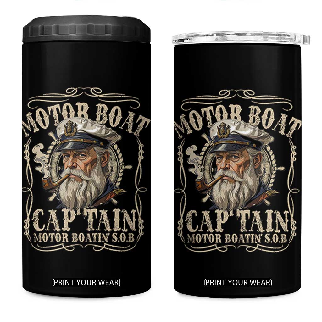 Motor Boat Captain 4 in 1 Can Cooler Tumbler Funny Pontoon Boating Motor Boatin Lake TS10 One Size: 16 oz Black Print Your Wear