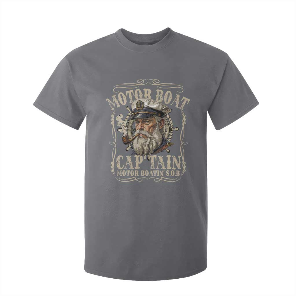 Motor Boat Captain T Shirt For Kid Funny Pontoon Boating Motor Boatin Lake TS10 Charcoal Print Your Wear