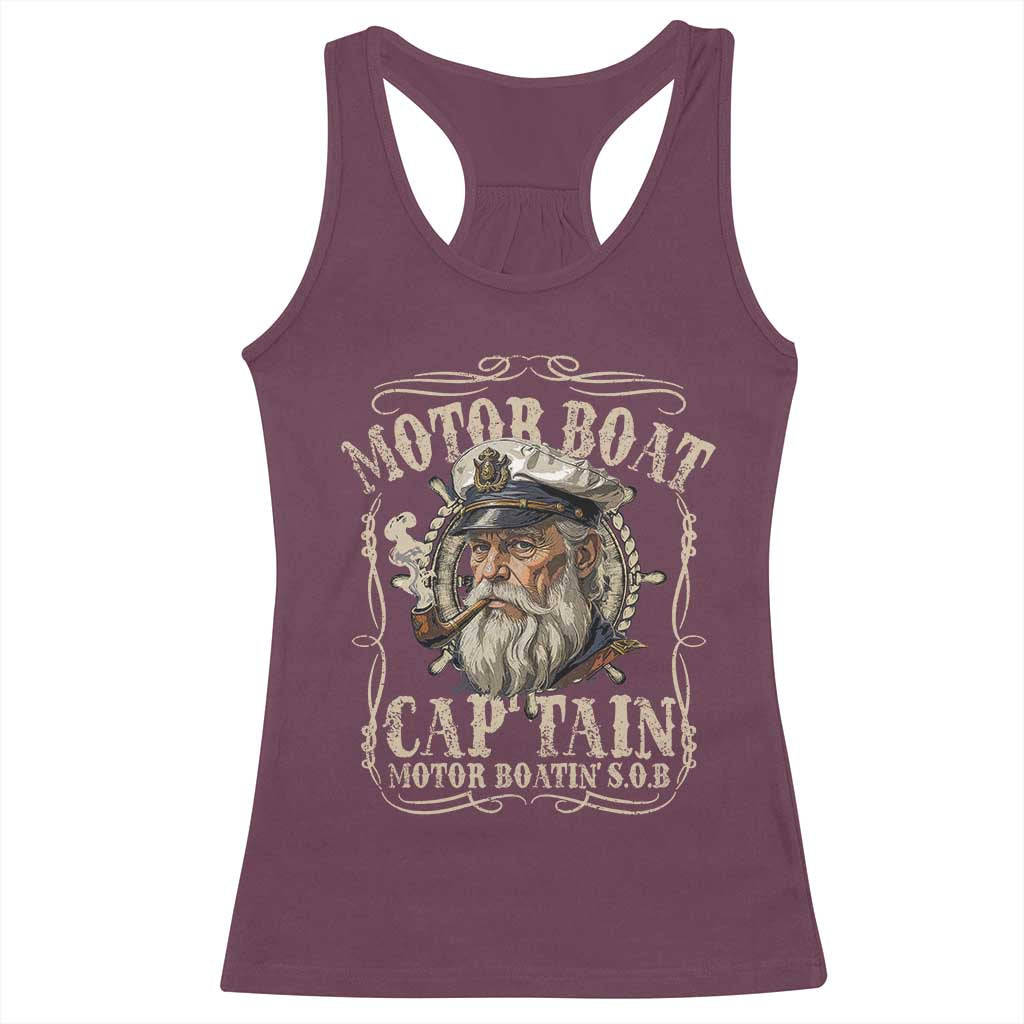 Motor Boat Captain Racerback Tank Top Funny Pontoon Boating Motor Boatin Lake TS10 Maroon Print Your Wear