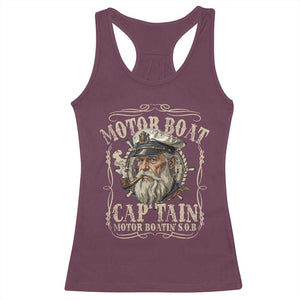 Motor Boat Captain Racerback Tank Top Funny Pontoon Boating Motor Boatin Lake TS10 Maroon Print Your Wear