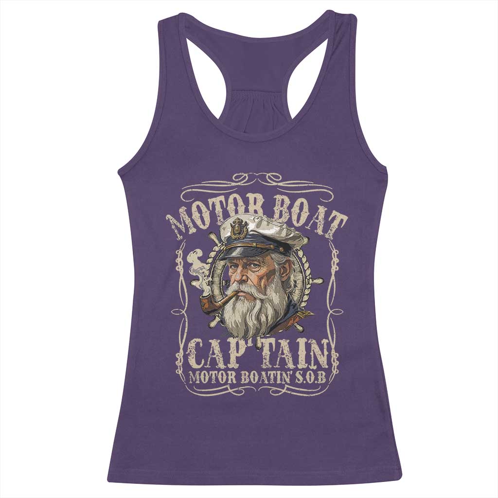 Motor Boat Captain Racerback Tank Top Funny Pontoon Boating Motor Boatin Lake TS10 Purple Print Your Wear