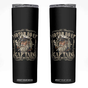 Motor Boat Captain Skinny Tumbler Funny Pontoon Boating Motor Boatin Lake TS10 Black Print Your Wear
