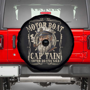 Motor Boat Captain Spare Tire Cover Funny Pontoon Boating Motor Boatin Lake TS10 Black Print Your Wear