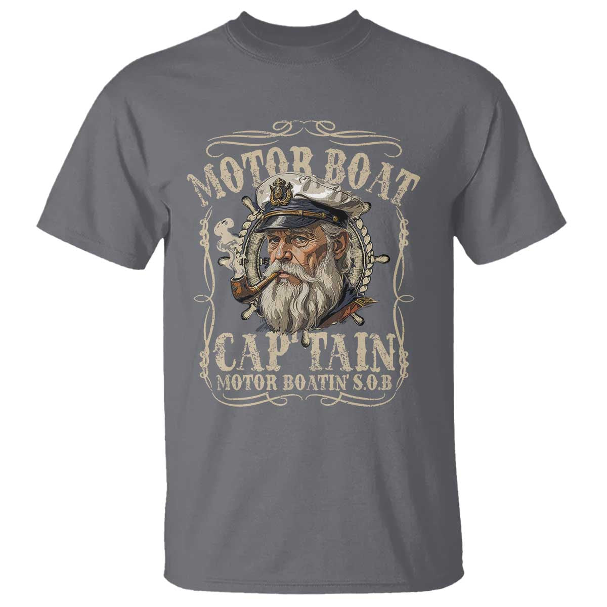 Motor Boat Captain T Shirt Funny Pontoon Boating Motor Boatin Lake TS10 Charcoal Print Your Wear