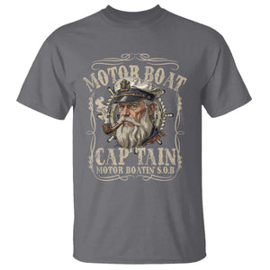 Motor Boat Captain T Shirt Funny Pontoon Boating Motor Boatin Lake TS10 Charcoal Print Your Wear