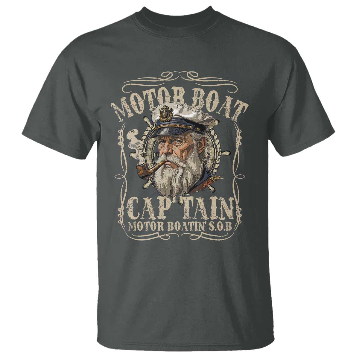 Motor Boat Captain T Shirt Funny Pontoon Boating Motor Boatin Lake TS10 Dark Heather Print Your Wear