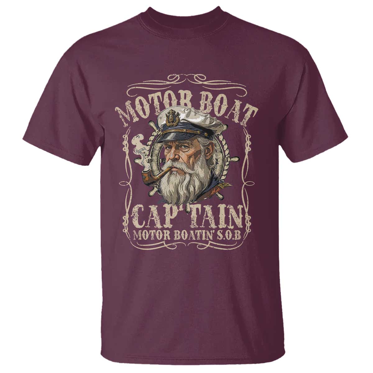 Motor Boat Captain T Shirt Funny Pontoon Boating Motor Boatin Lake TS10 Maroon Print Your Wear