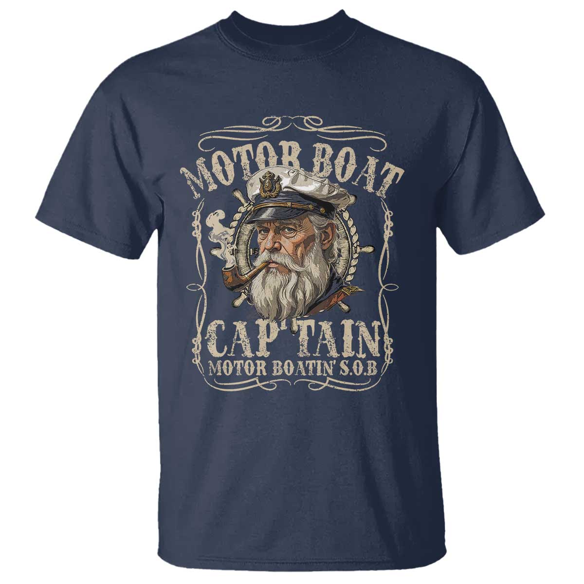 Motor Boat Captain T Shirt Funny Pontoon Boating Motor Boatin Lake TS10 Navy Print Your Wear