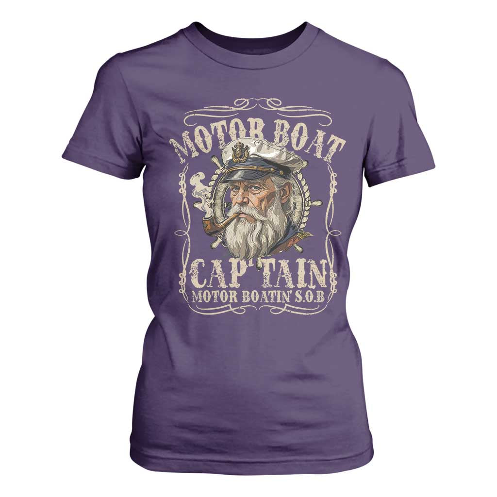 Motor Boat Captain T Shirt For Women Funny Pontoon Boating Motor Boatin Lake TS10 Purple Print Your Wear