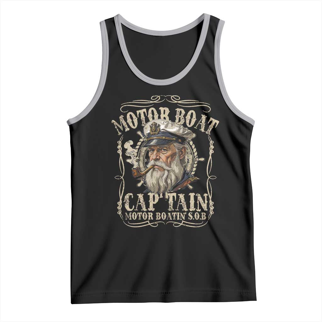 Motor Boat Captain Tank Top Funny Pontoon Boating Motor Boatin Lake TS10 Black Athletic Heather Print Your Wear