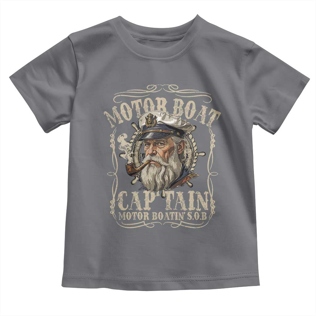Motor Boat Captain Toddler T Shirt Funny Pontoon Boating Motor Boatin Lake TS10 Charcoal Print Your Wear