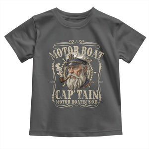 Motor Boat Captain Toddler T Shirt Funny Pontoon Boating Motor Boatin Lake TS10 Dark Heather Print Your Wear