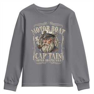 Motor Boat Captain Youth Sweatshirt Funny Pontoon Boating Motor Boatin Lake TS10 Charcoal Print Your Wear