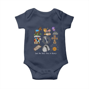 Easter Story Baby Onesie He is Risen Let Me Tell You A Story Christian TS10 Navy Print Your Wear