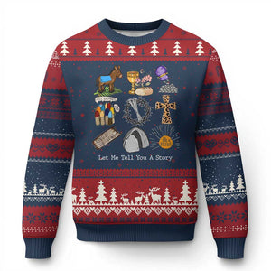 Easter Story Ugly Christmas Sweater He is Risen Let Me Tell You A Story Christian TS10 Navy Red Print Your Wear
