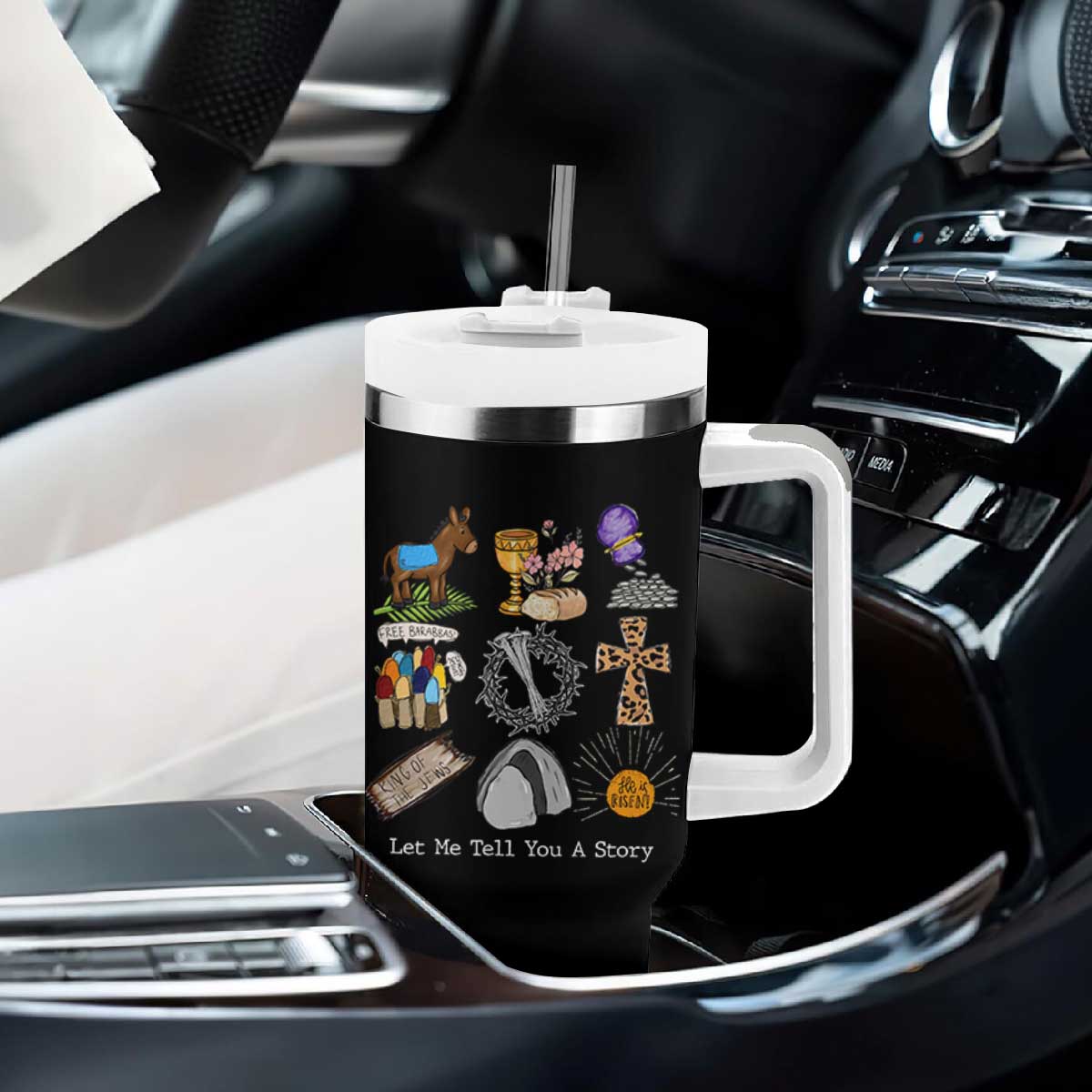 Easter Story Tumbler With Handle He is Risen Let Me Tell You A Story Christian TS10 Print Your Wear