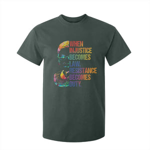 Notorious RBG T Shirt For Kid When Injustice Becomes Law Resistance Becomes Duty TS10 Dark Forest Green Print Your Wear