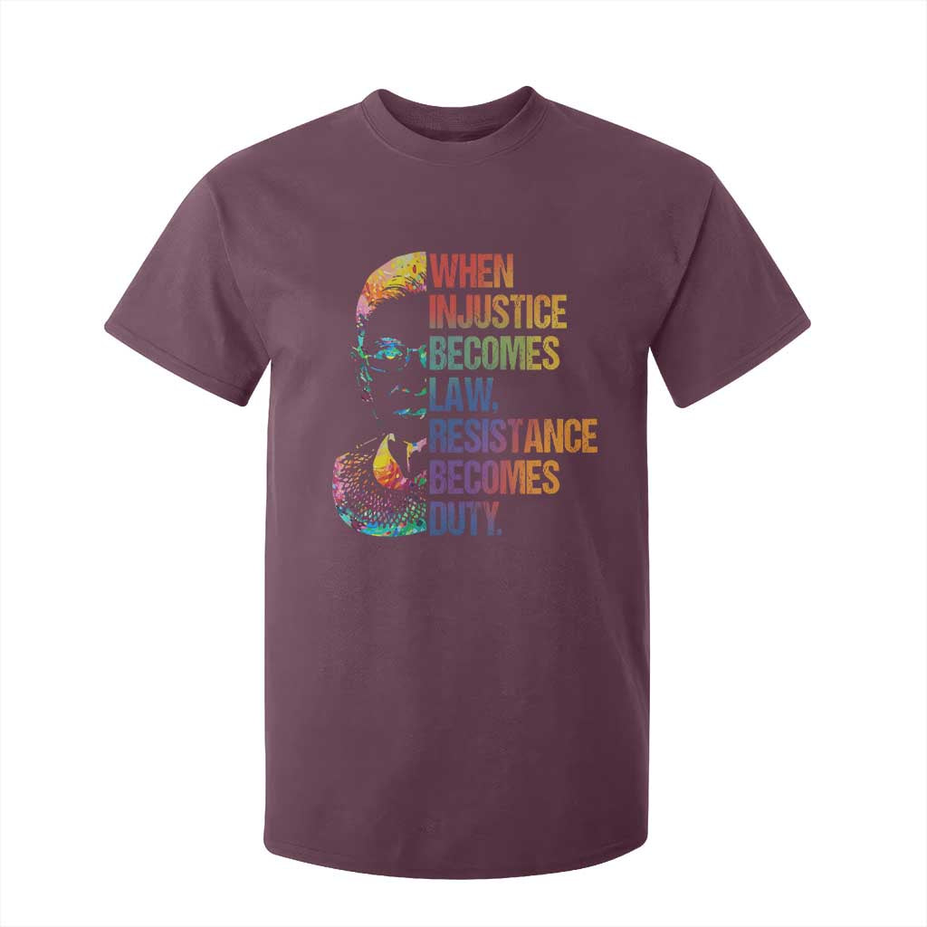 Notorious RBG T Shirt For Kid When Injustice Becomes Law Resistance Becomes Duty TS10 Maroon Print Your Wear