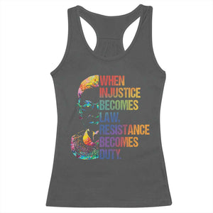 Notorious RBG Racerback Tank Top When Injustice Becomes Law Resistance Becomes Duty TS10 Dark Heather Print Your Wear