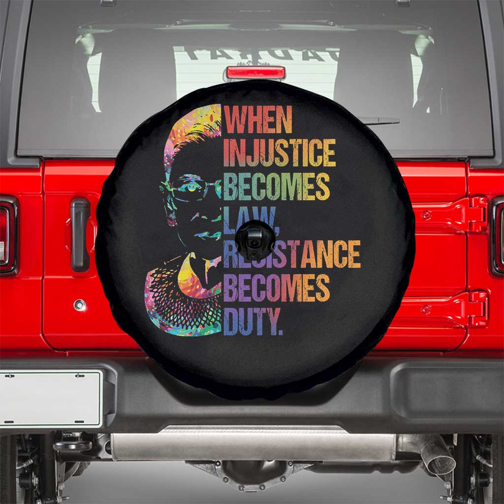 Notorious RBG Spare Tire Cover When Injustice Becomes Law Resistance Becomes Duty TS10 Black Print Your Wear