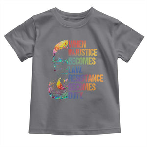 Notorious RBG Toddler T Shirt When Injustice Becomes Law Resistance Becomes Duty TS10 Charcoal Print Your Wear
