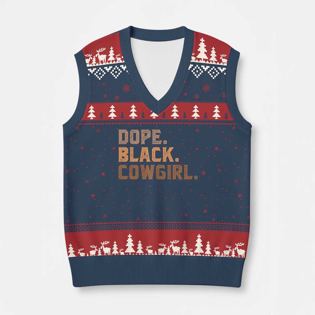 Dope Black Cowgirl V-Neck Knit Sweater Vest Black History Month African American TS10 Navy Red Print Your Wear