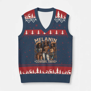 Melanin Cowgirls V-Neck Knit Sweater Vest Black History Month African Melanin Pride TS10 Navy Red Print Your Wear