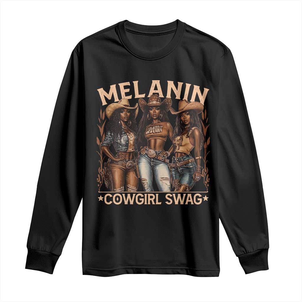 Melanin Cowgirls Long Sleeve Shirt Black History Month African Melanin Pride TS10 Black Print Your Wear