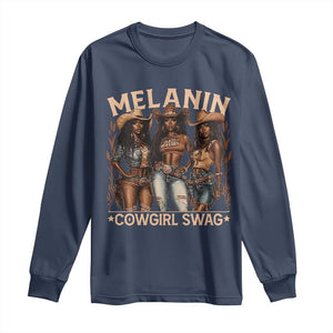 Melanin Cowgirls Long Sleeve Shirt Black History Month African Melanin Pride TS10 Navy Print Your Wear