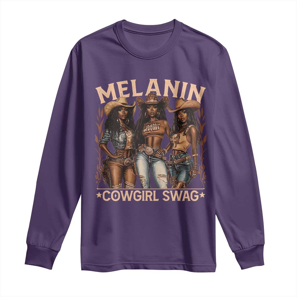 Melanin Cowgirls Long Sleeve Shirt Black History Month African Melanin Pride TS10 Purple Print Your Wear