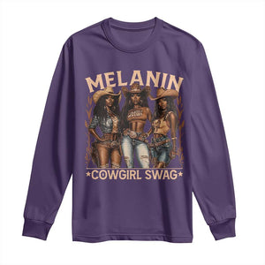 Melanin Cowgirls Long Sleeve Shirt Black History Month African Melanin Pride TS10 Purple Print Your Wear