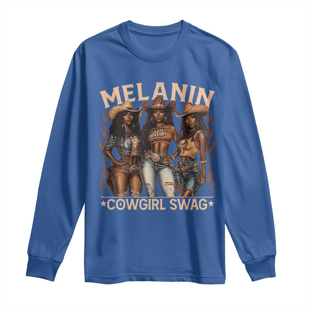 Melanin Cowgirls Long Sleeve Shirt Black History Month African Melanin Pride TS10 Royal Blue Print Your Wear