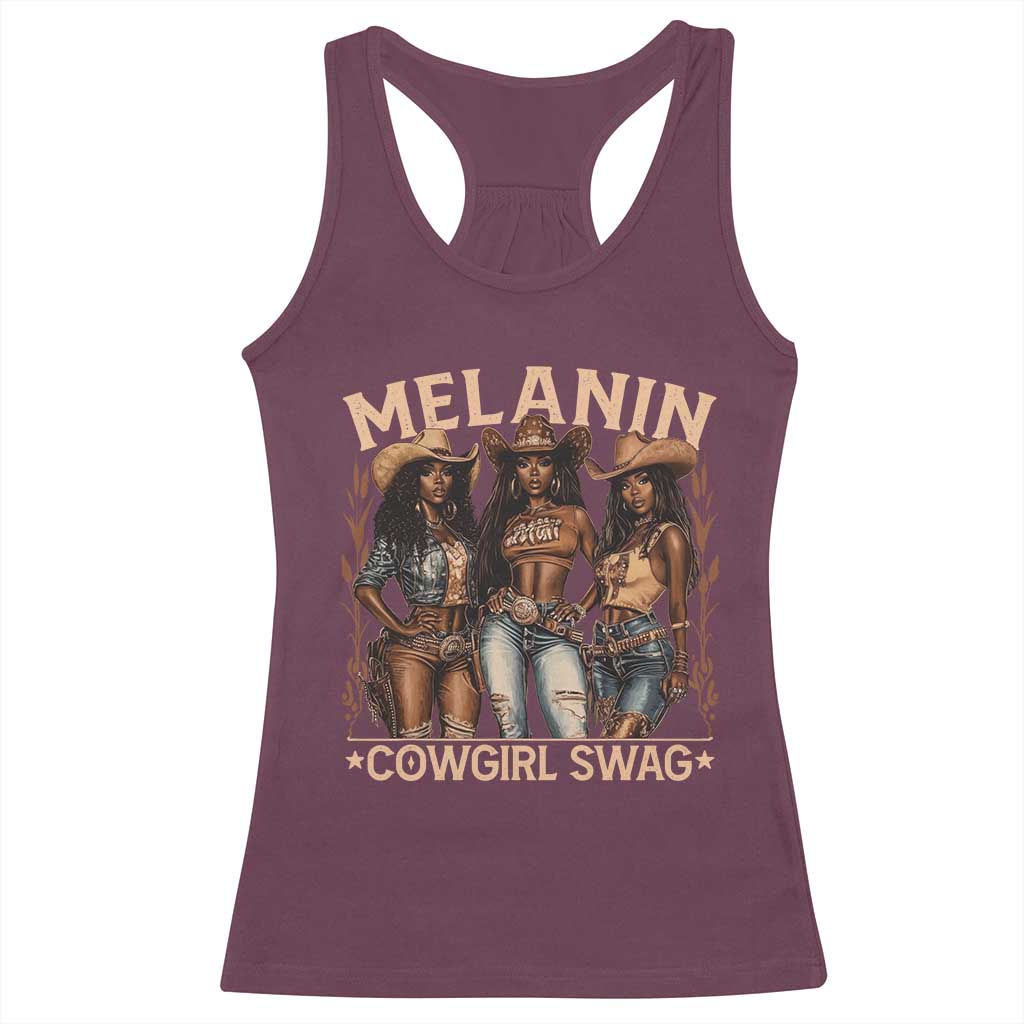 Melanin Cowgirls Racerback Tank Top Black History Month African Melanin Pride TS10 Maroon Print Your Wear