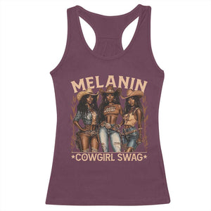 Melanin Cowgirls Racerback Tank Top Black History Month African Melanin Pride TS10 Maroon Print Your Wear