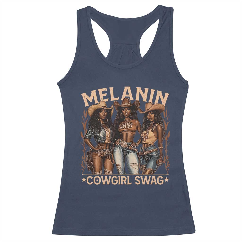Melanin Cowgirls Racerback Tank Top Black History Month African Melanin Pride TS10 Navy Print Your Wear