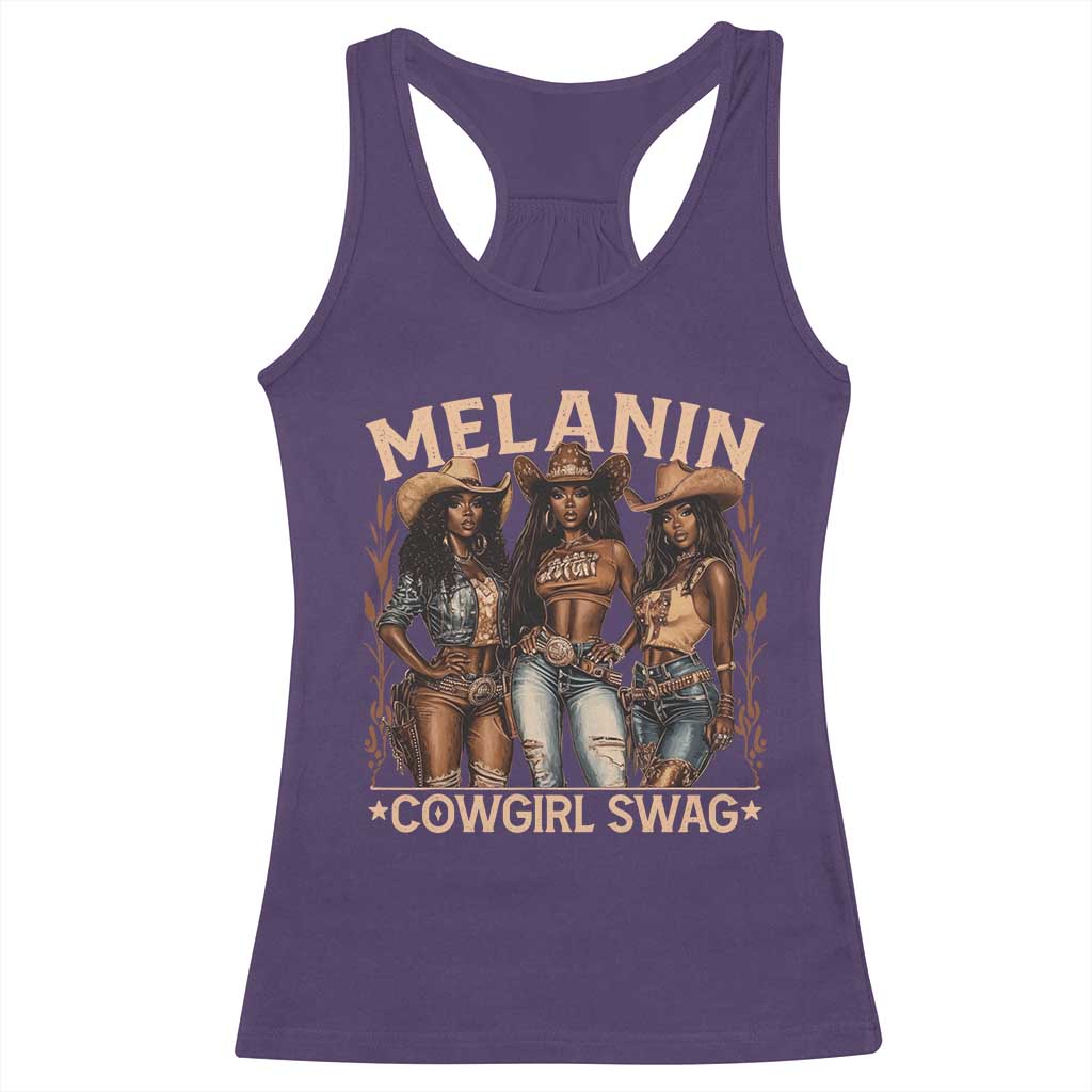 Melanin Cowgirls Racerback Tank Top Black History Month African Melanin Pride TS10 Purple Print Your Wear