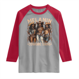 Melanin Cowgirls Raglan Shirt Black History Month African Melanin Pride TS10 Sport Gray Red Print Your Wear