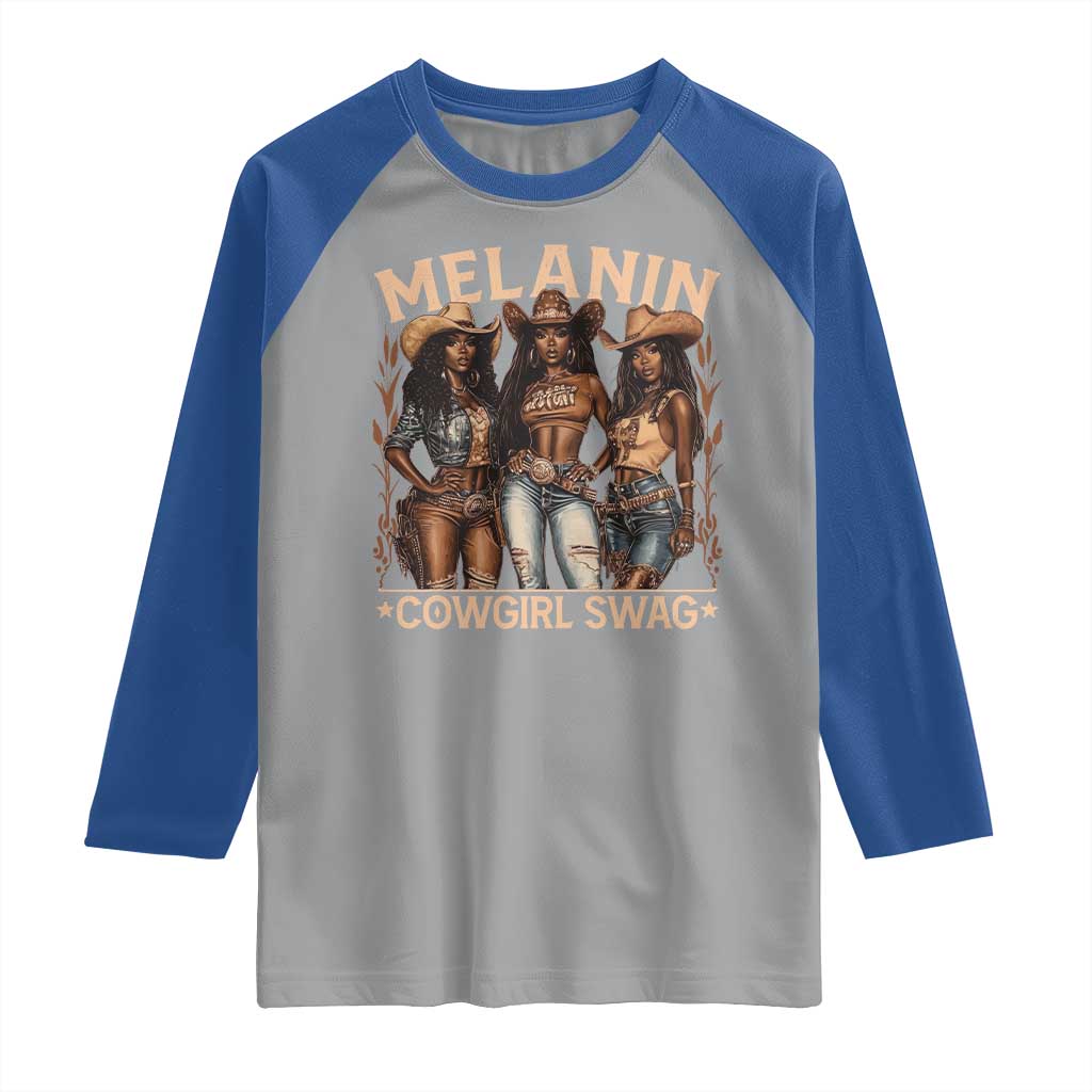 Melanin Cowgirls Raglan Shirt Black History Month African Melanin Pride TS10 Sport Gray Royal Print Your Wear