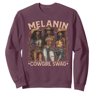 Melanin Cowgirls Sweatshirt Black History Month African Melanin Pride TS10 Maroon Print Your Wear