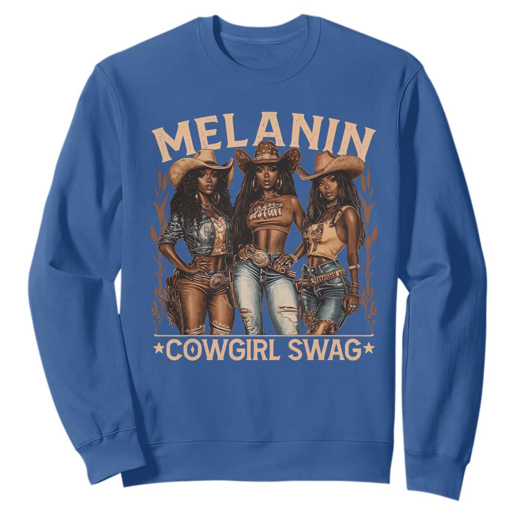 Melanin Cowgirls Sweatshirt Black History Month African Melanin Pride TS10 Royal Blue Print Your Wear