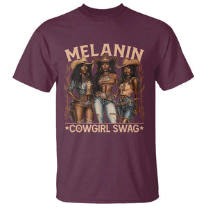 Melanin Cowgirls T Shirt Black History Month African Melanin Pride TS10 Maroon Print Your Wear
