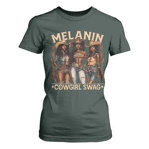 Melanin Cowgirls T Shirt For Women Black History Month African Melanin Pride TS10 Dark Forest Green Print Your Wear
