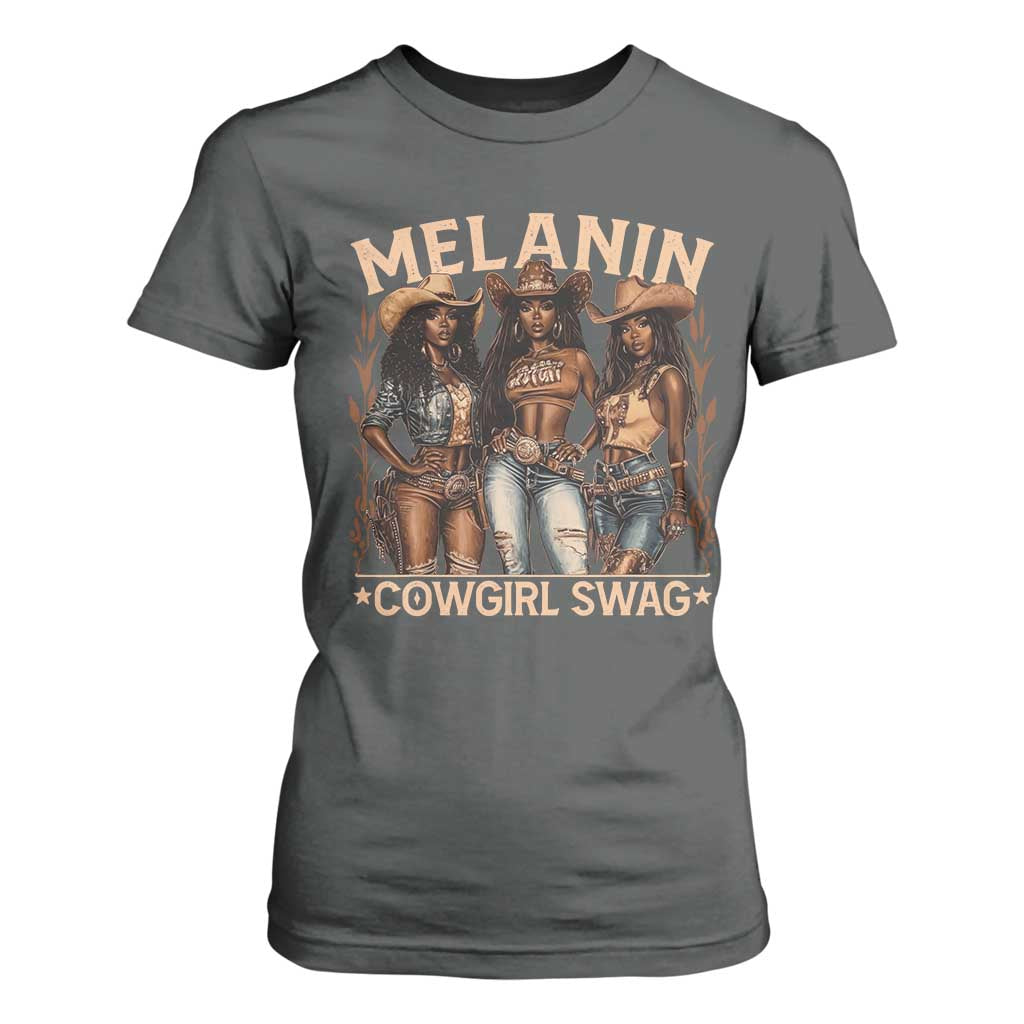 Melanin Cowgirls T Shirt For Women Black History Month African Melanin Pride TS10 Dark Heather Print Your Wear