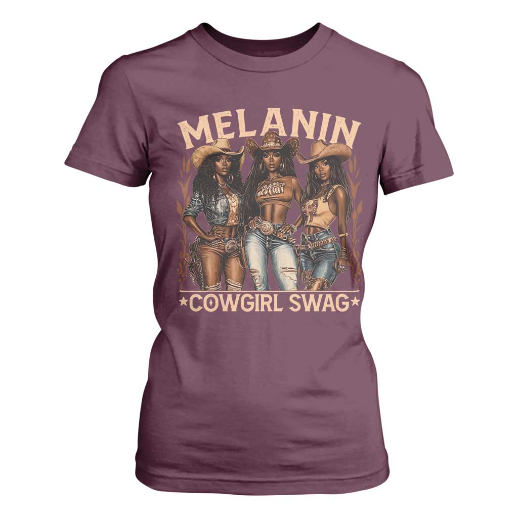 Melanin Cowgirls T Shirt For Women Black History Month African Melanin Pride TS10 Maroon Print Your Wear